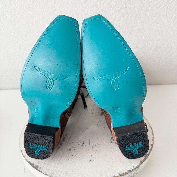 Lane OLIVIA JANE Knee High Womens Cowboy Boots 6 Brown Leather Western Cowgirl - Picture 8 of 11